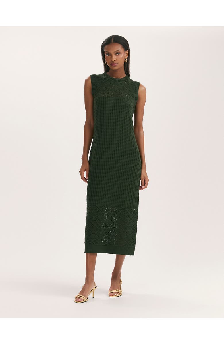 Finery London Ravi Crochet Midi Dress, Main, color, Khaki