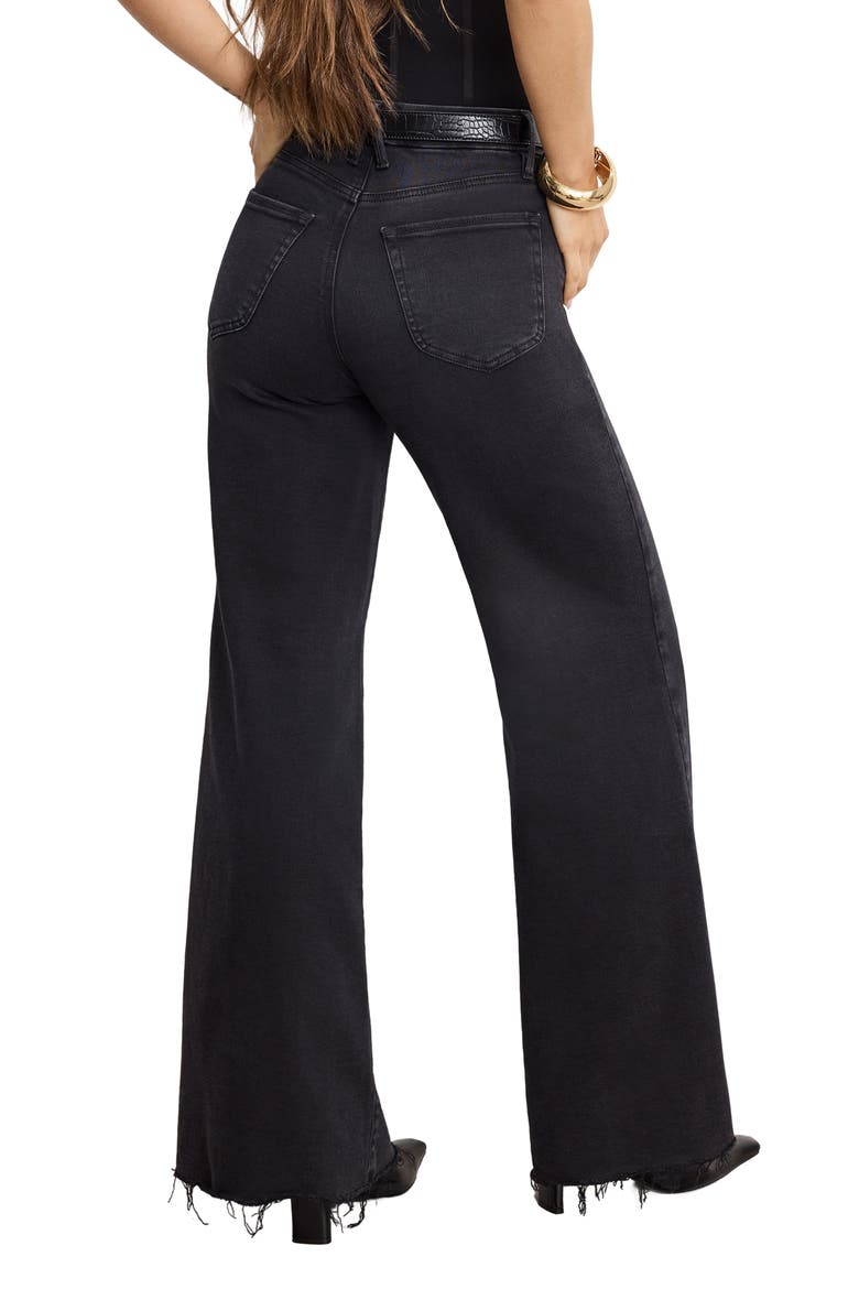 Soft-Tech Good Waist Palazzo Wide Leg Jeans, Alternate, color, BLACK391