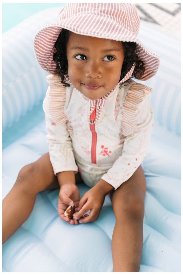 Kids' Ruffle Long Sleeve One-Piece Swimsuit, Alternate, color, SEA BLOOM