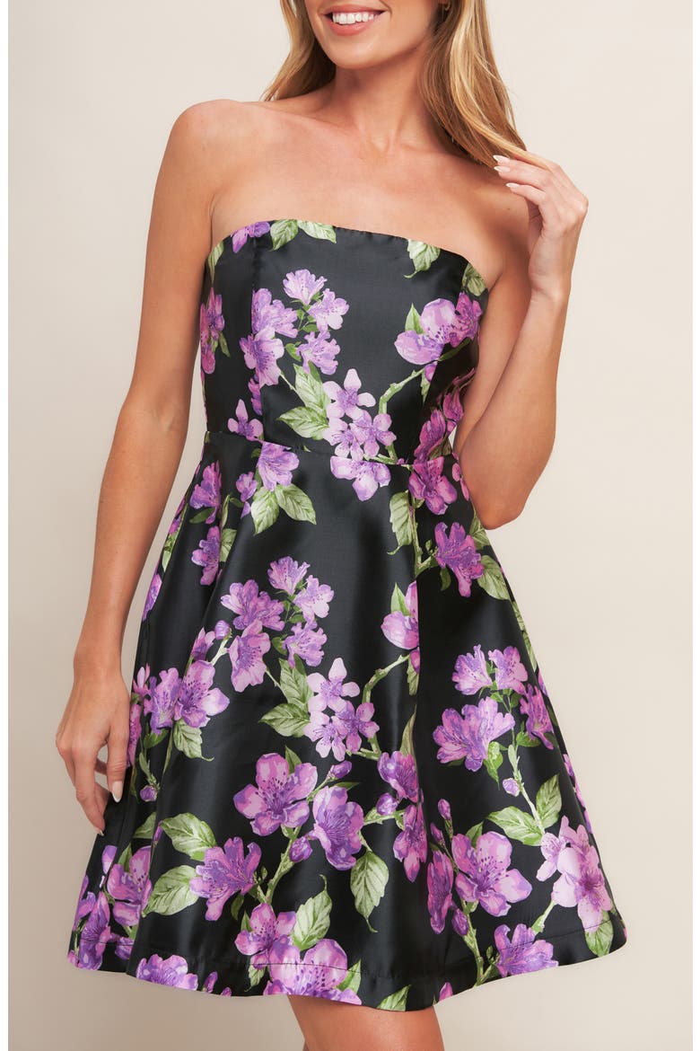 Strapless Minidress, Alternate, color, BLACK