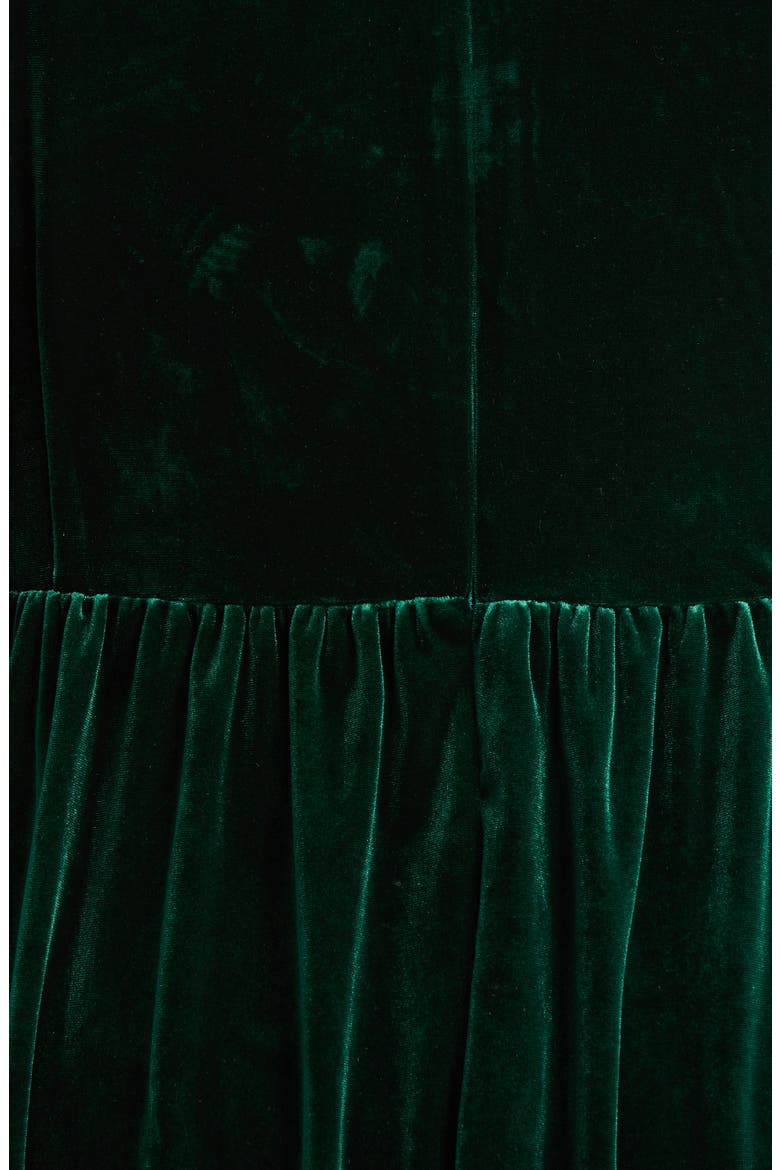 Jena Glow Bow Long Sleeve Velvet Midi Dress, Alternate, color, EMERALD