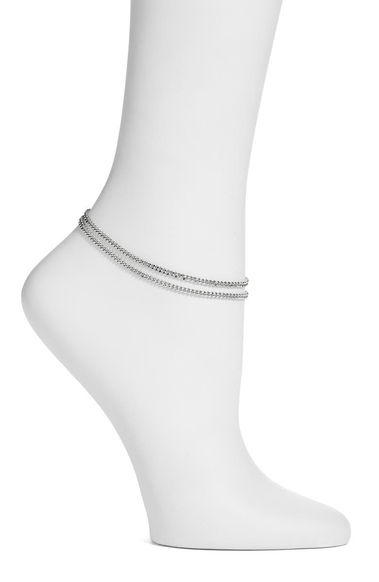 VIDAKUSH Layered Chain Anklet, Main, color, Silver