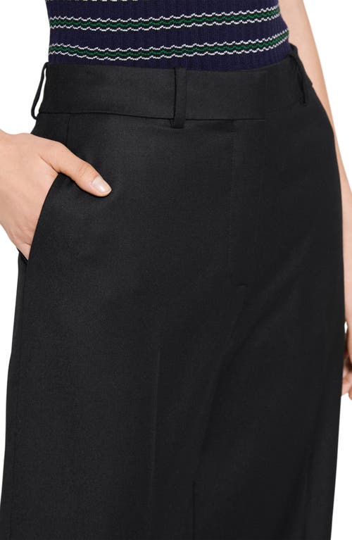 Theory Flat Front Virgin Wool Ankle Wide Leg Pants In Black