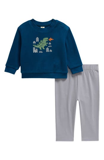 Tucker + Tate Fleece Sweatshirt & Sweatpants Set In Blue Sailor Monster- Grey