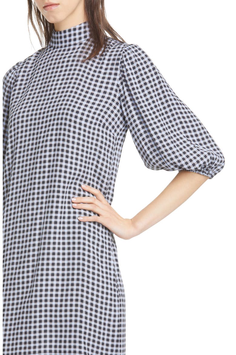 Gingham Puff Sleeve Shift Minidress, Alternate, color, BRUNNERA BLUE