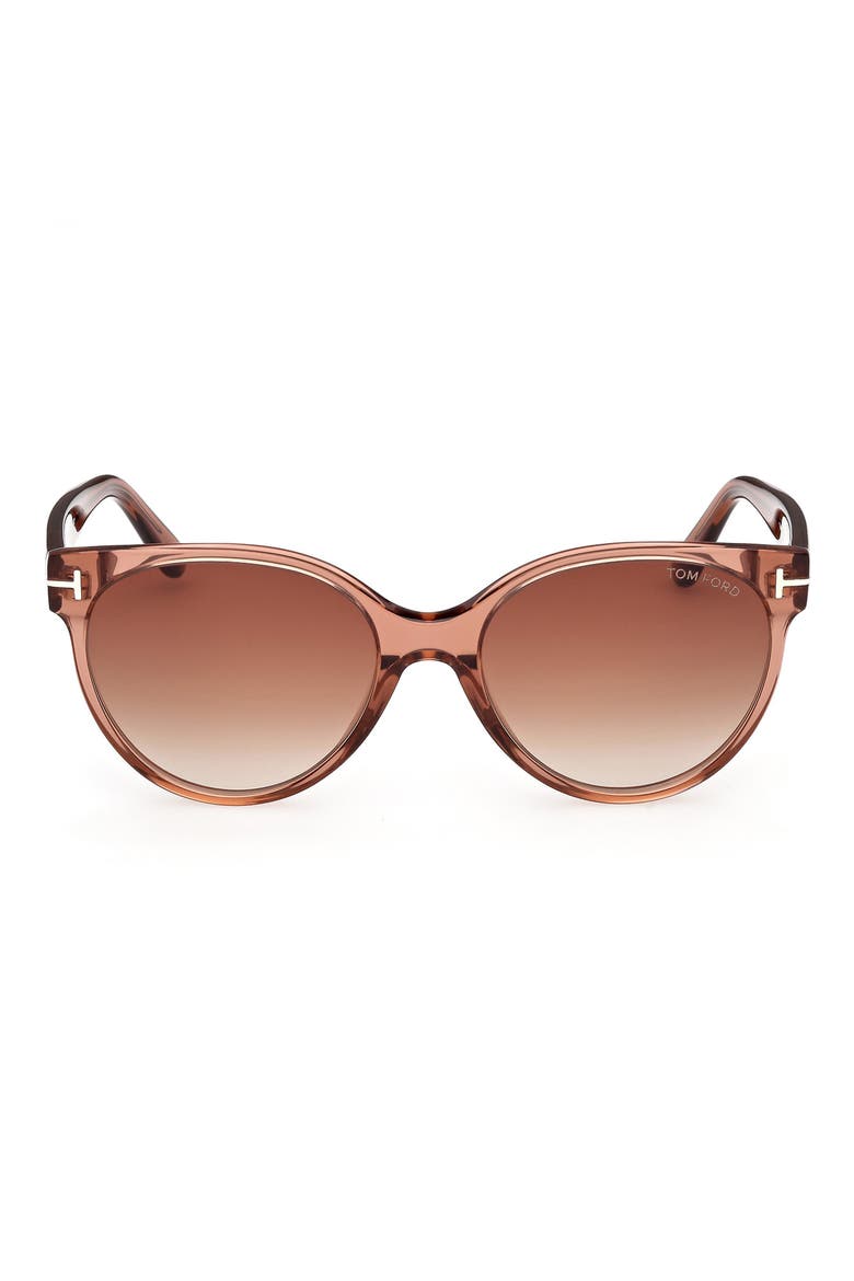 Tallulah 56mm Gradient Round Sunglasses, Main, color, TERRACOTTA / BROWN LENS