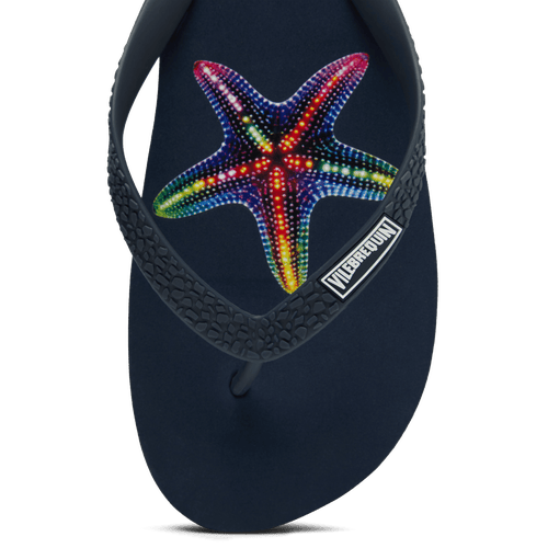 Vilebrequin Vbq Line Flip Flops In Bleu Marine