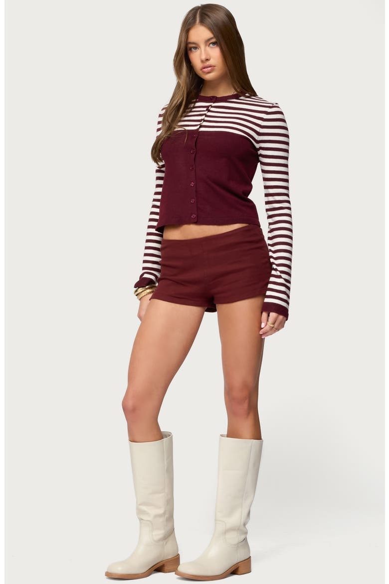 Goni Stripe Cardigan, Alternate, color, BURGUNDY