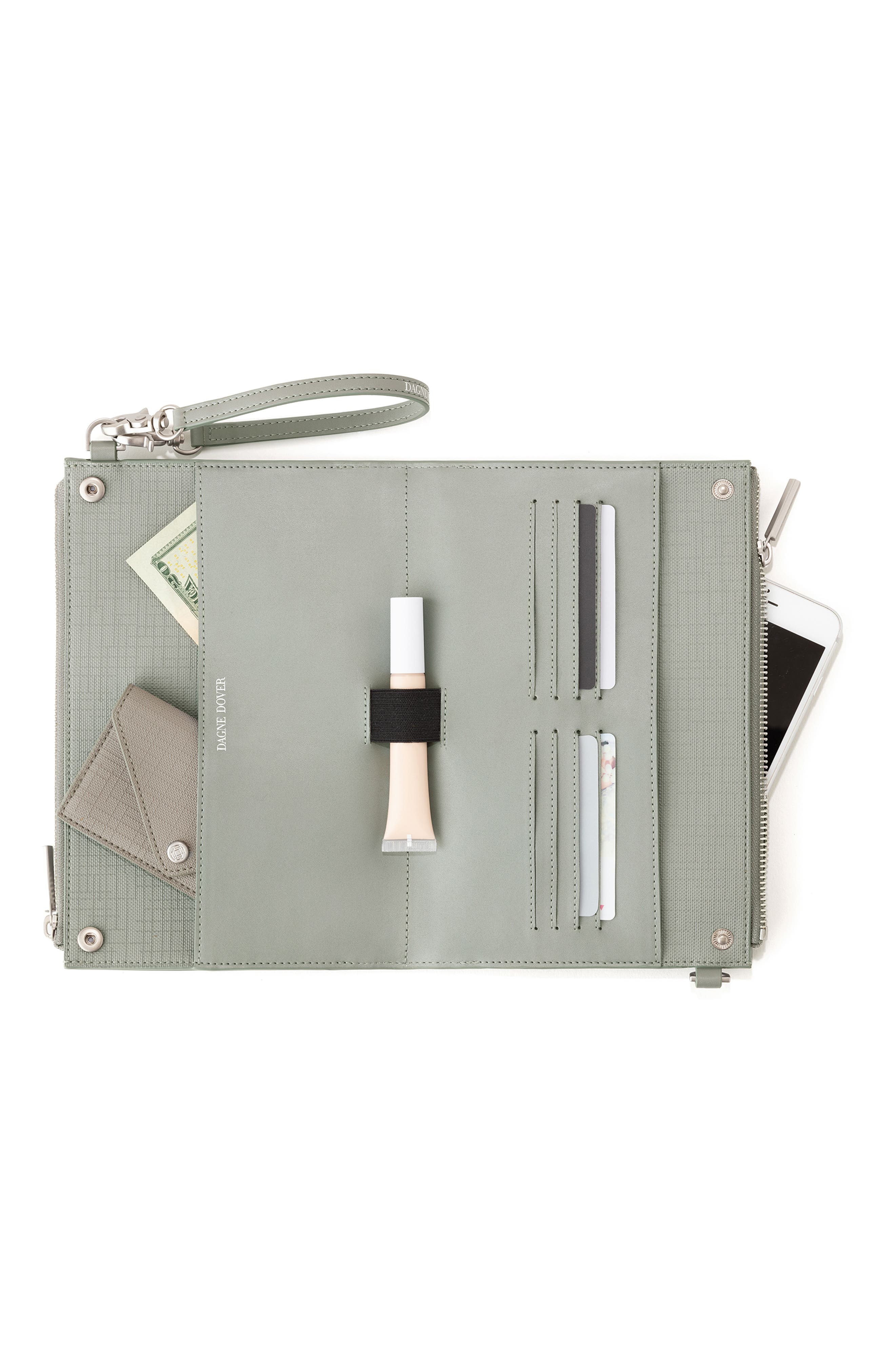 Essentials Coated Canvas Clutch/Wallet, Alternate, color, SAGE