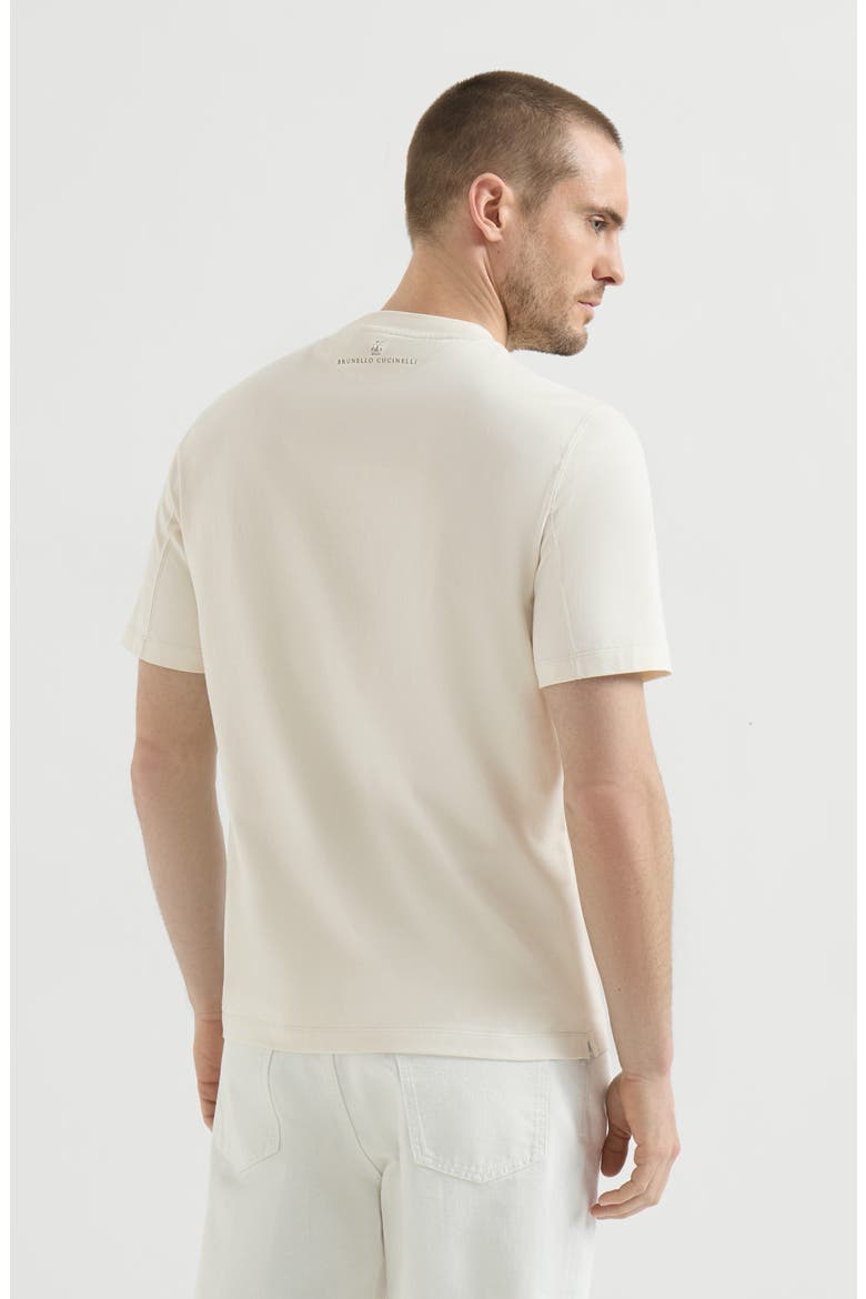Cotton jersey crew-neck T-shirt with embroidery and print, Alternate, color, White