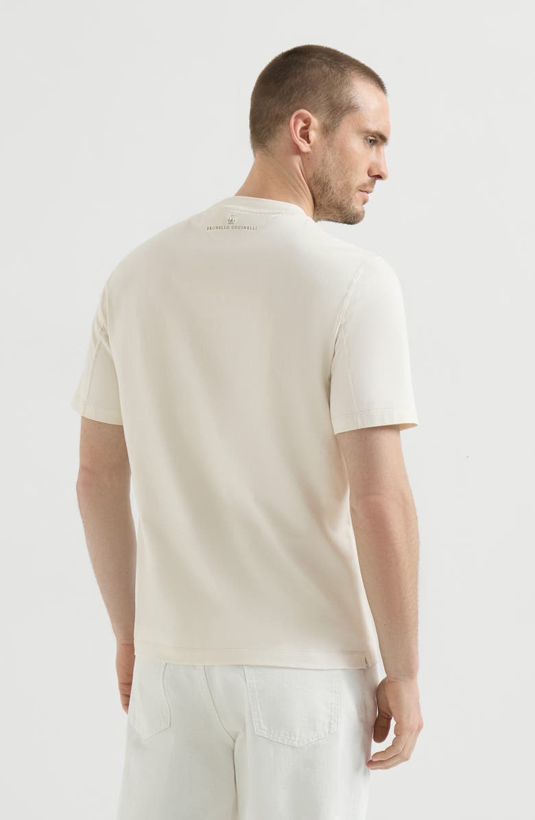 Brunello Cucinelli Cotton jersey crew-neck T-shirt with embroidery and print, Alternate, color, White