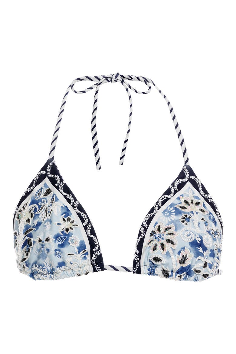 Lolita Batik Triangle Bikini Top, Alternate, color, BLUE