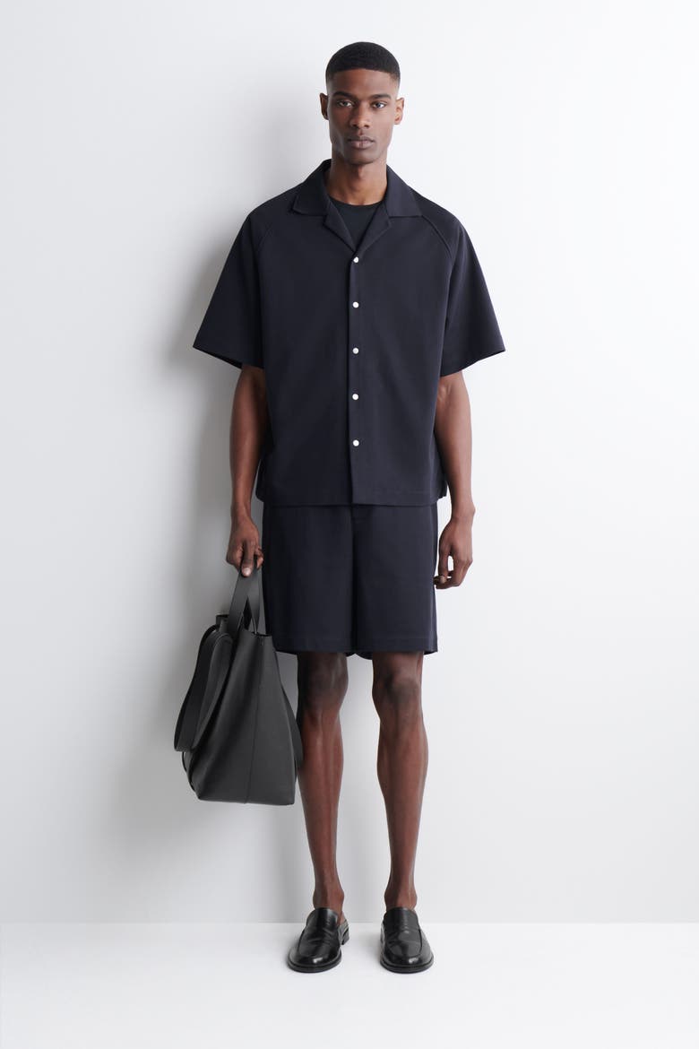 Elasticated Paneled Jersey Shorts, Main, color, NAVY