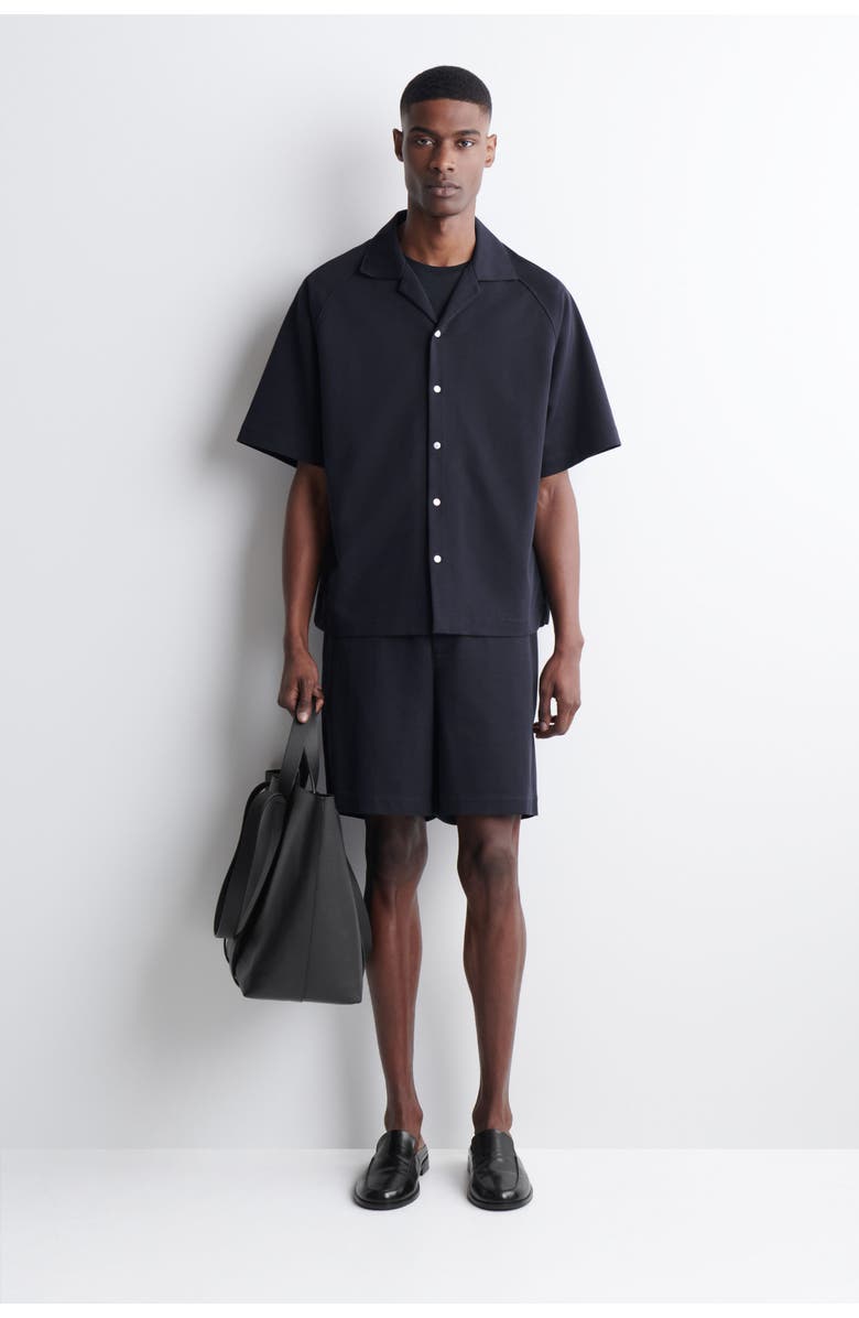 COS Elasticated Paneled Jersey Shorts, Main, color, Navy