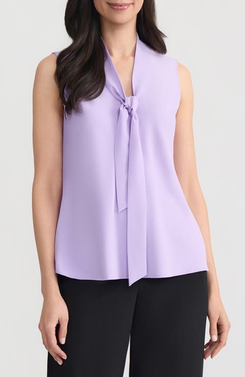 Sleeveless Tie Front Top (Regular & Petite)