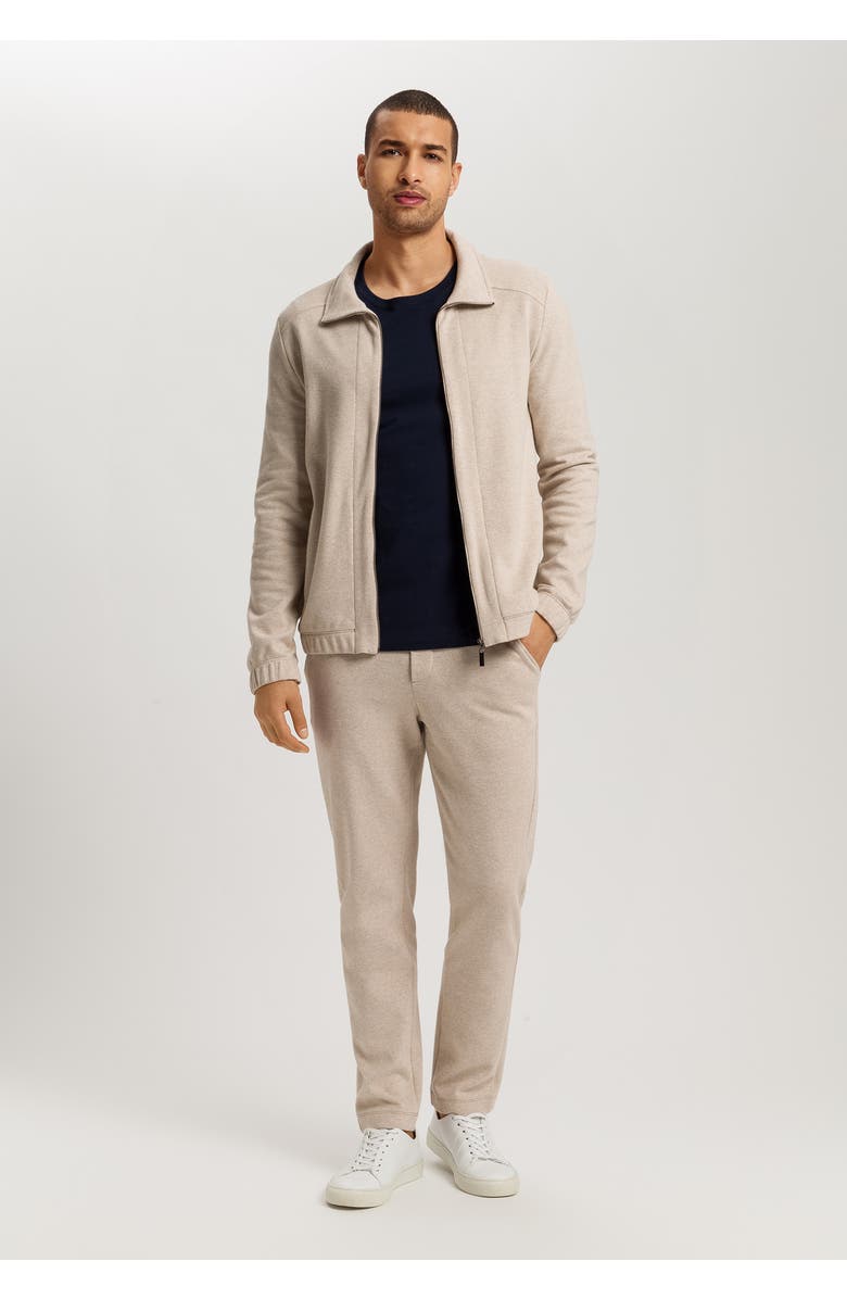 Hanro Cozy Living  Organic Cotton Zip-Up Jacket, Alternate, color, Camel Melange