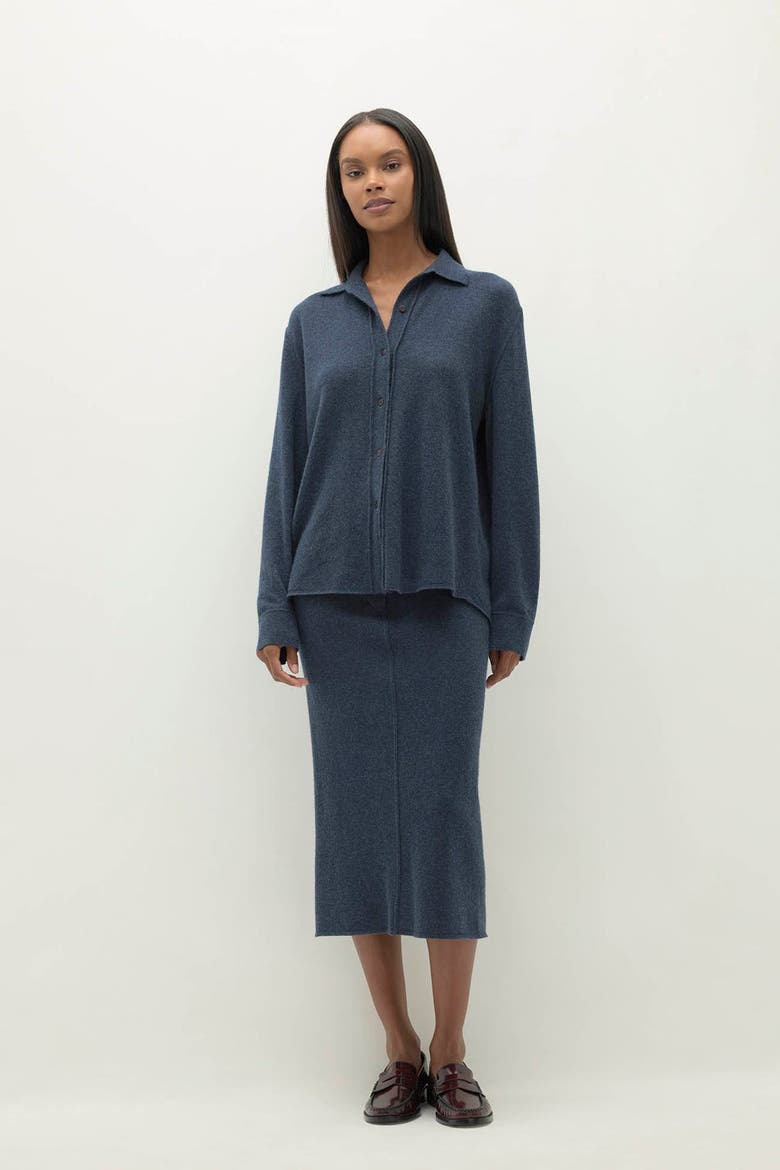 Catania Denim Cashmere Shirt, Main, color, Indigo