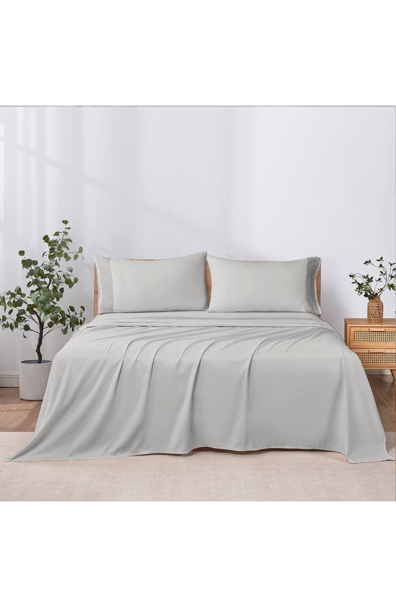 Modern Threads Crochet Lace 4-Piece Sheet Set, Alternate, color, Gray