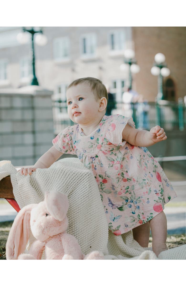 Deux par Deux Cotton Muslin Dress and Bloomer Printed Berries Set, Alternate, color, Pink Printed Berries