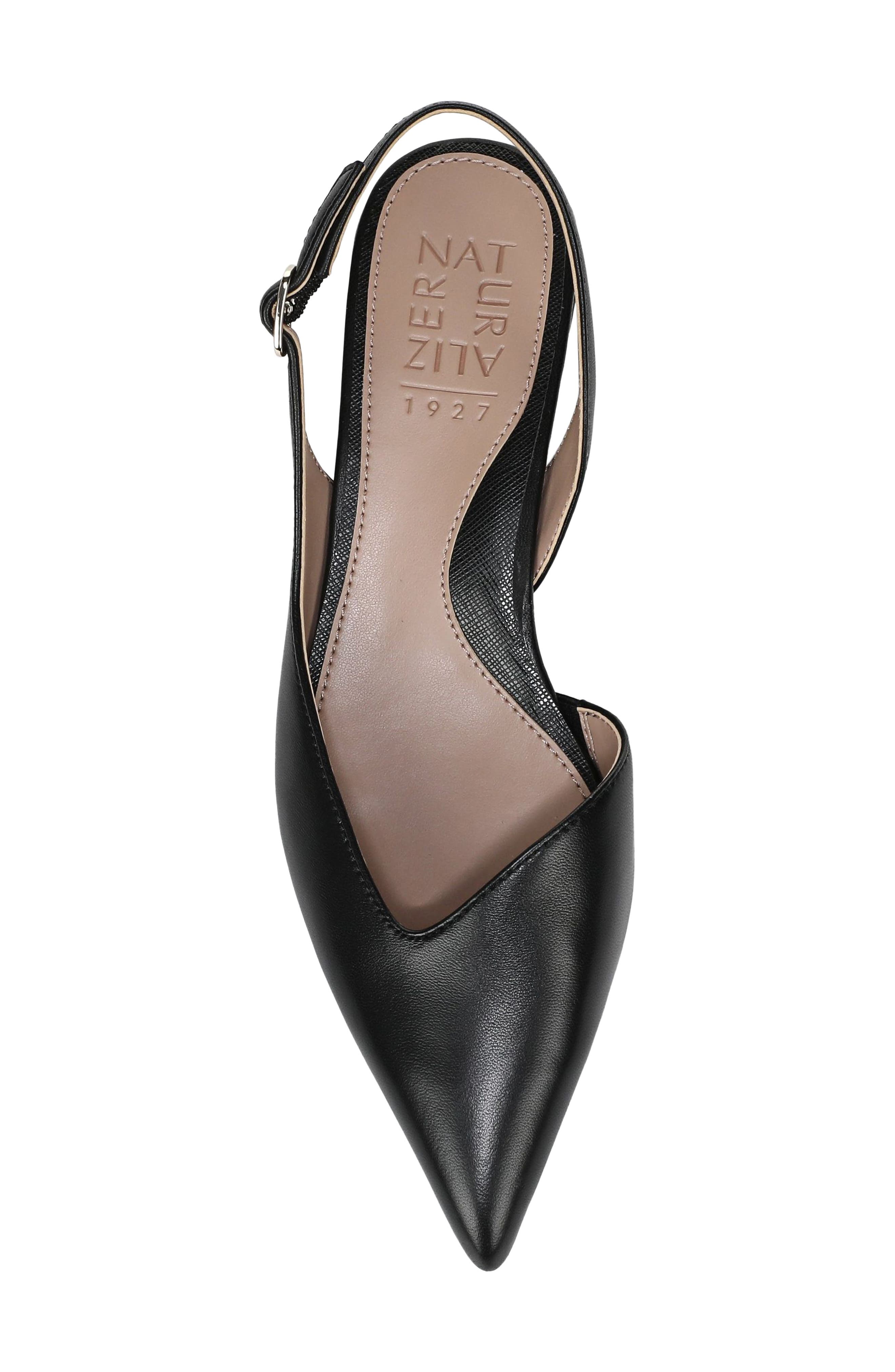 Rhett Leather Pointed Toe Slingback Pump, Alternate, color, BLACK LEATHER