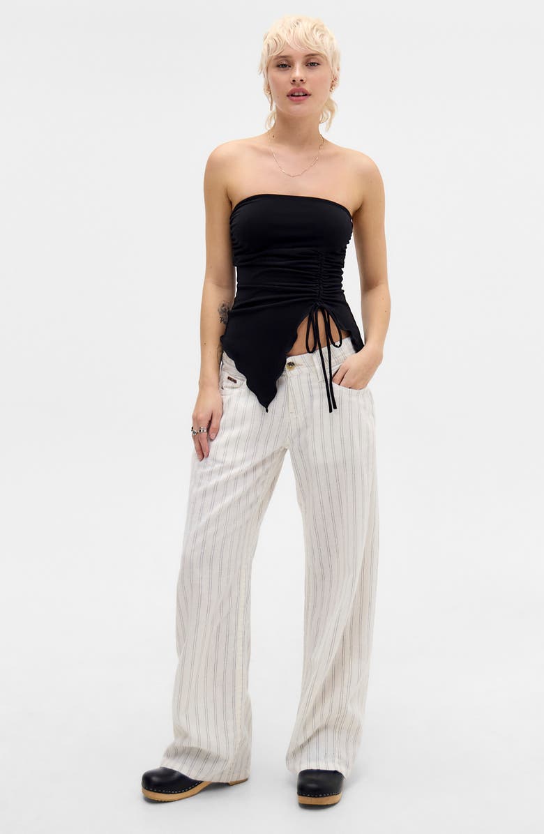 BDG Urban Outfitters Kayla Stripe Linen Wide Leg Pants, Alternate, color, White Stripe
