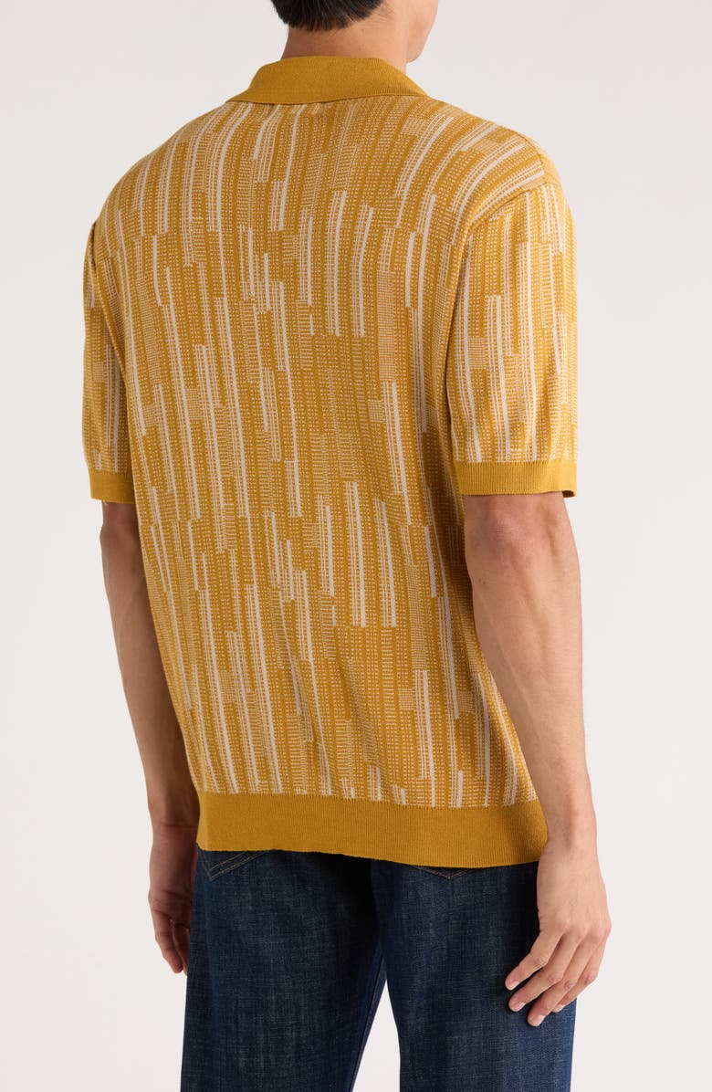 FOR THE REPUBLIC Textured Johnny Collar Polo Sweater, Alternate, color, Gold