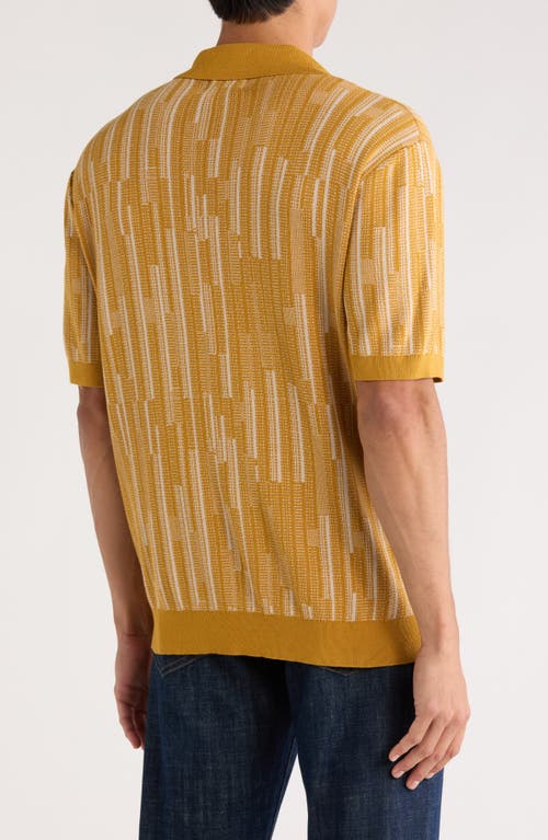 For The Republic Textured Johnny Collar Polo Sweater In Gold