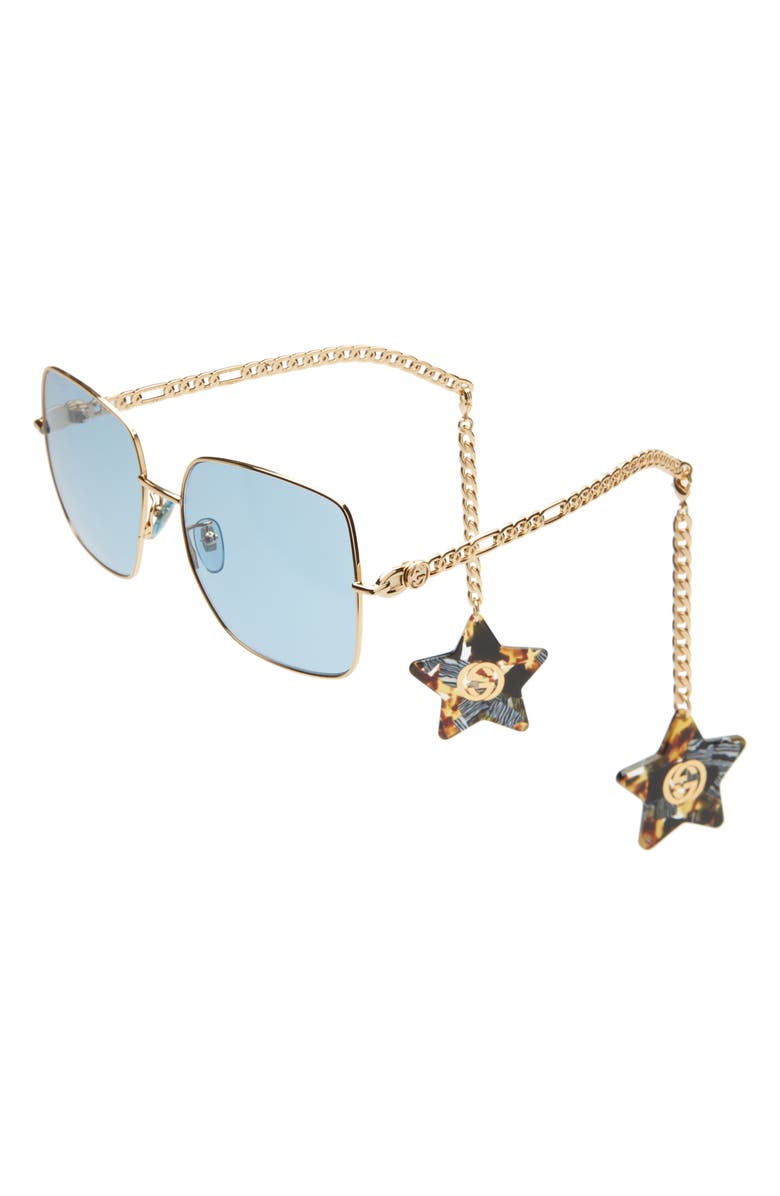 Gucci 60mm Square Sunglasses with Removable Charms, Alternate, color, 