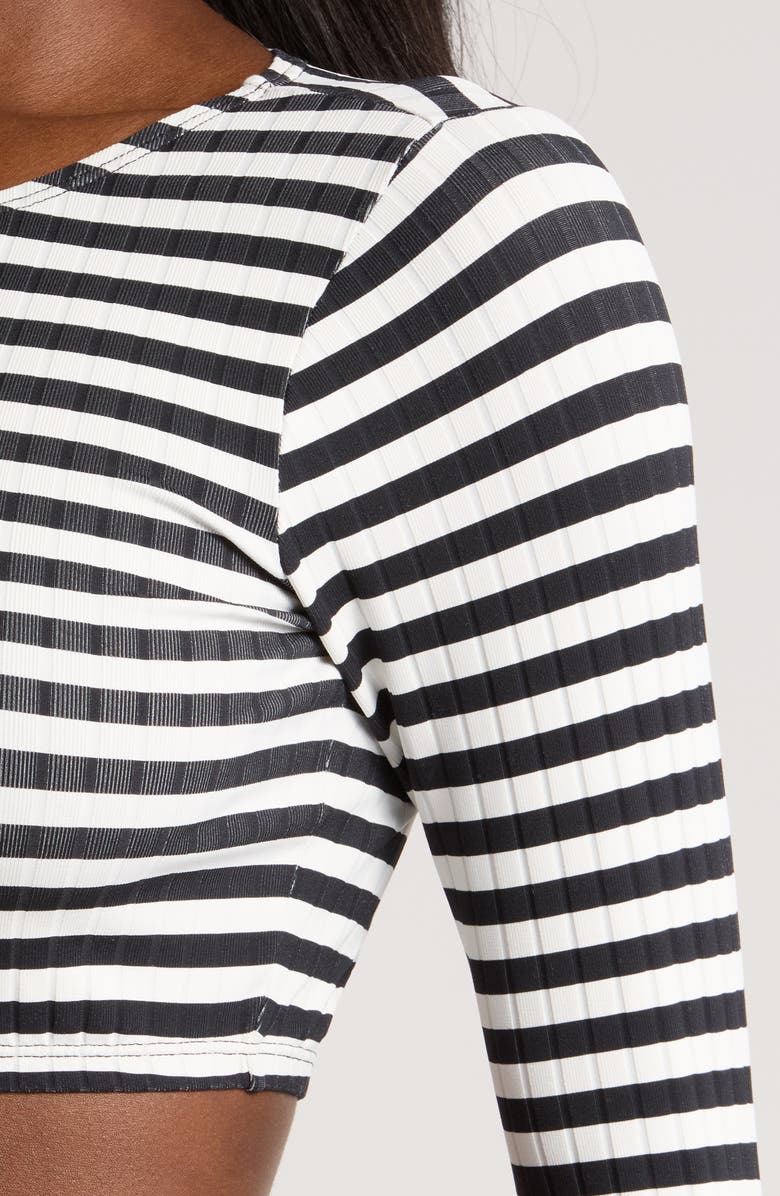 Solid & Striped The Rashguard Swim Top, Alternate, color, Blackout X Marshmallow