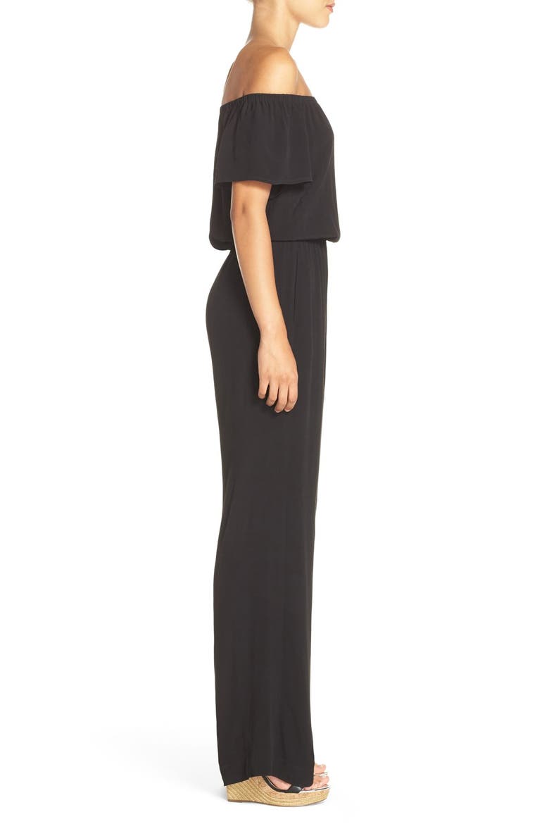Off the Shoulder Wide Leg Jumpsuit, Alternate, color, BLACK