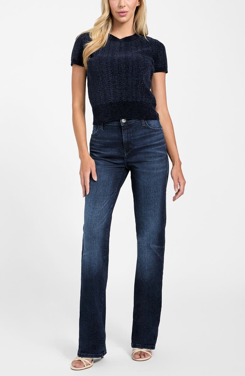 GUESS Marcie Short Sleeve Chenille Sweater, Alternate, color, Jblack-Black