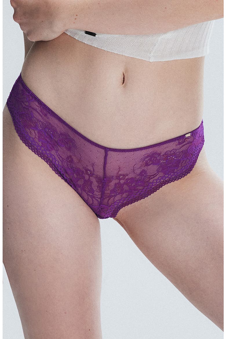 Top Drawer Lace Cheeky Briefs, Main, color, PURPLE GEM