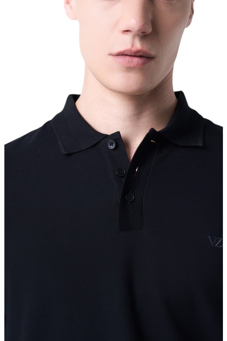 Semifit Polo With Jacquard Detail, Alternate, color, Black