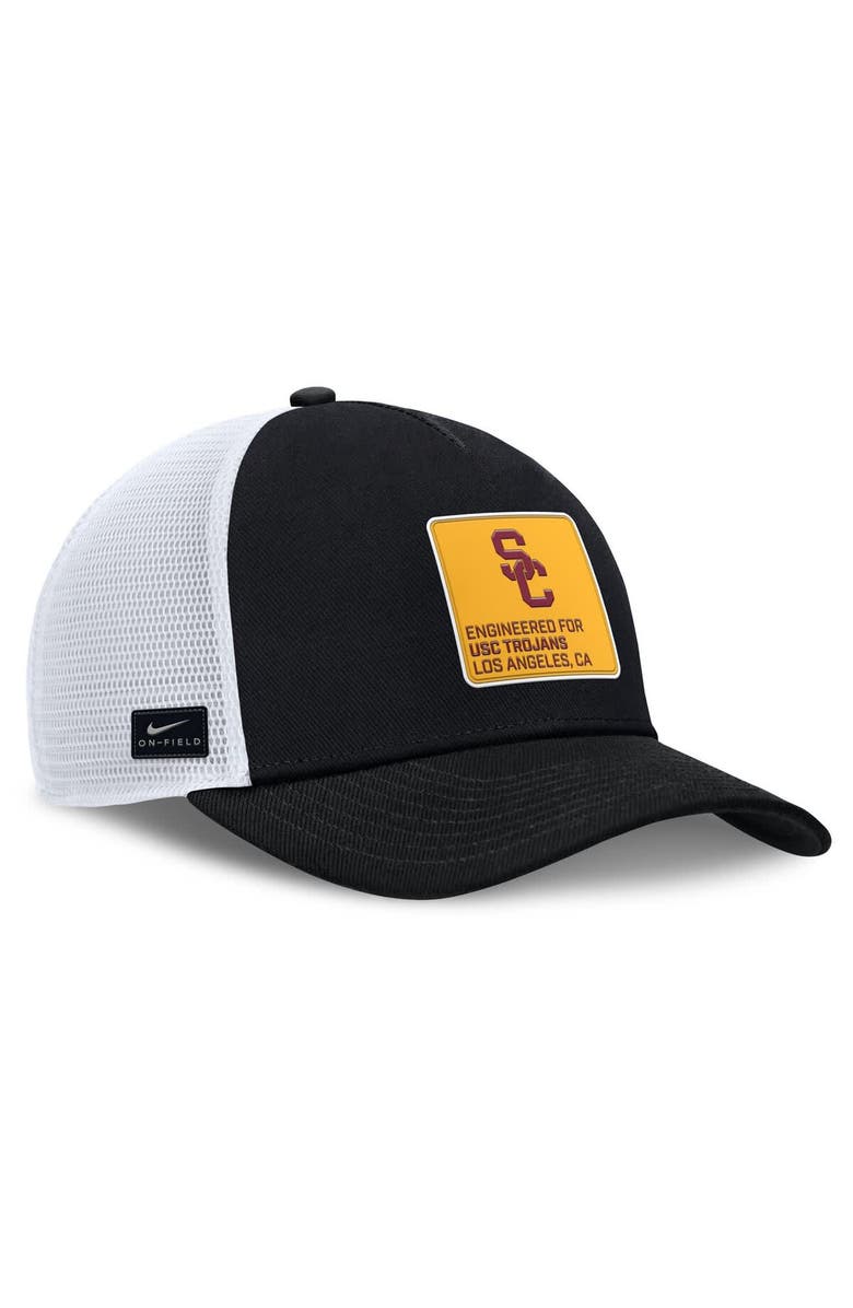 Nike Men's Nike  Black/White USC Trojans 2025 On-Field Rise Engineered Trucker Adjustable Hat, Alternate, color, 