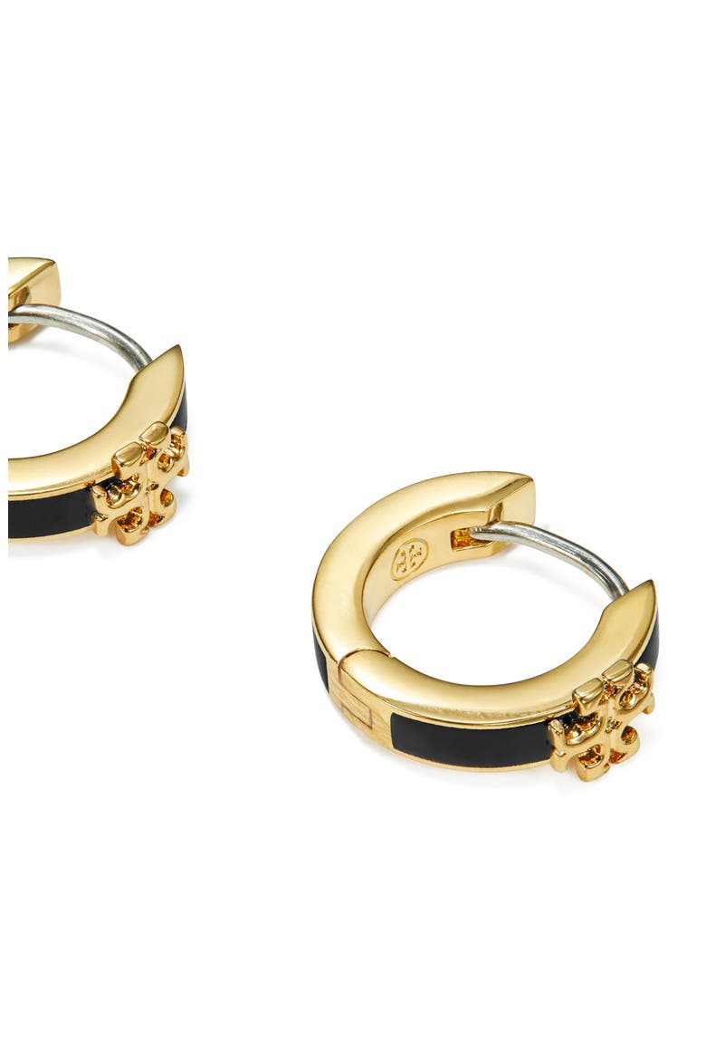 Icon Enamel Huggie Earrings, Alternate, color, TORY GOLD / BLACK