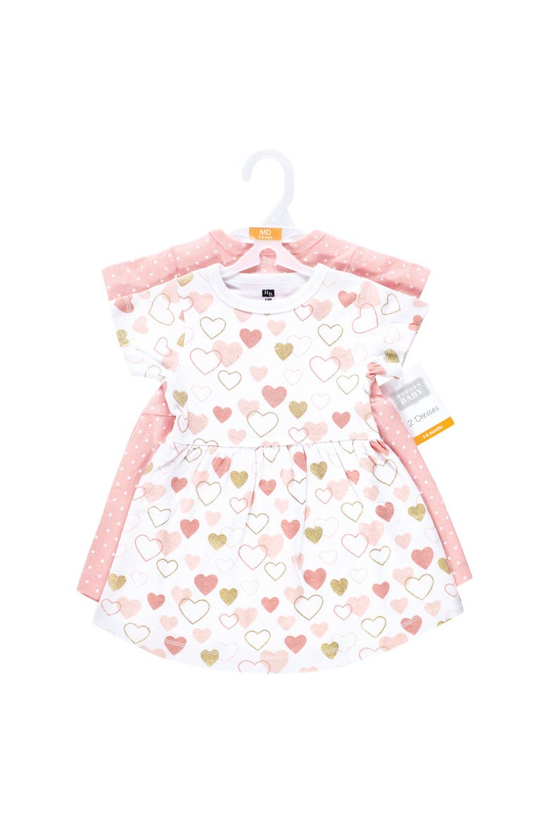 Cozy Stylish Baby Dress 2Pk, Alternate, color, Gold Pink Hearts