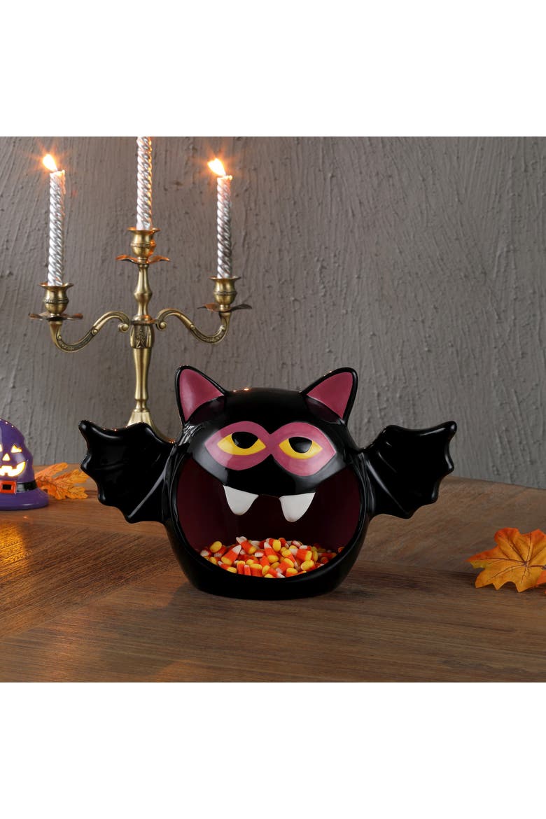 9 in. Motion Activated Ceramic Bat Candy Bowl, Alternate, color, Multicolor