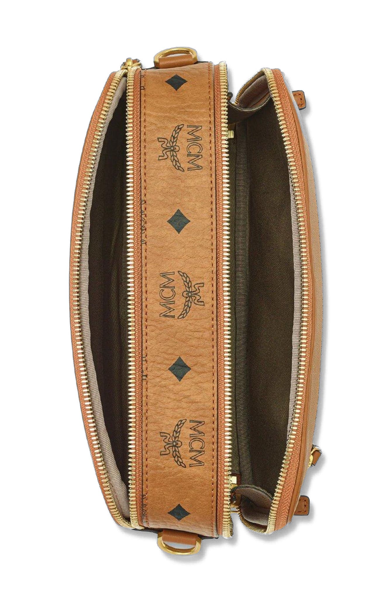 MCM Diamond Camera Bag in Visetos, Alternate, color, Brown