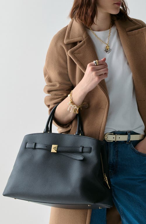 Kate Spade New York Large Deco Pebble Leather Satchel In Black