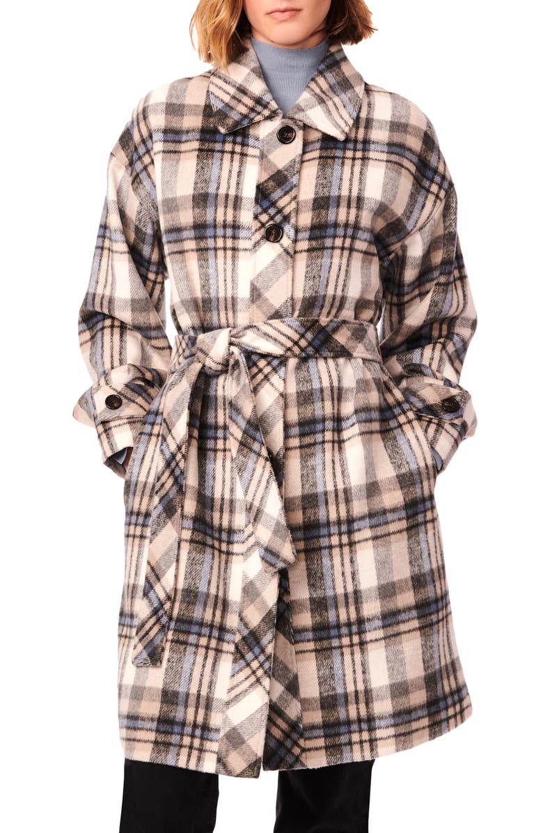 Bernardo Plaid Belted Jacket, Main, color,