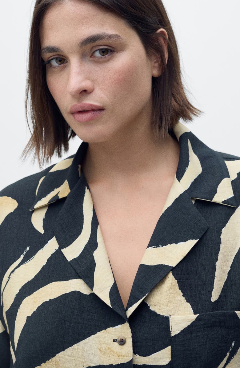 MANGO Printed Short Sleeve Camp Shirt, Alternate, color,