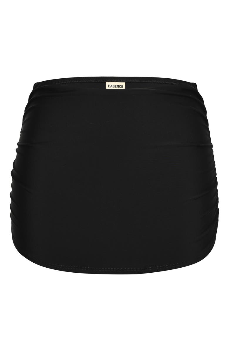 L'AGENCE Coco Ruched Skirted Bikini Bottoms, Alternate, color, Black