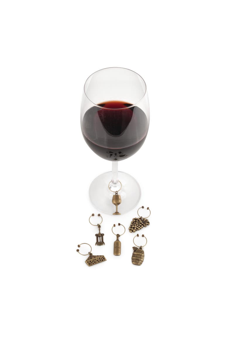 Vineyard Wine Charms Set of 6, Alternate, color, Bronze