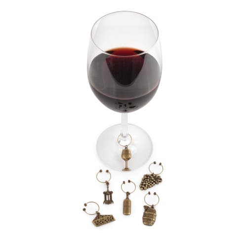 Twine Vineyard Wine Charms Set Of 6 In Bronze