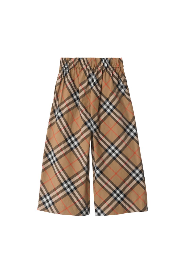 Girls' Check Cotton Trousers, Alternate, color, Sand beige