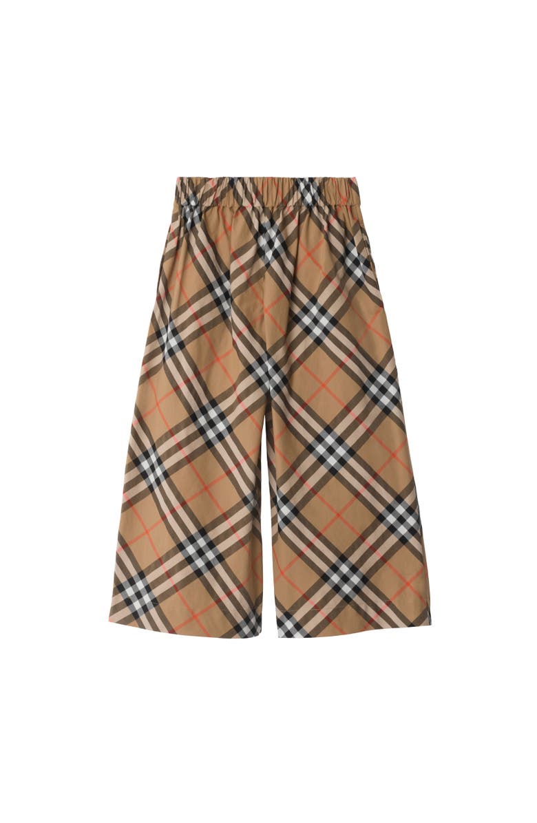 Burberry Check Cotton Trousers, Alternate, color, Sand