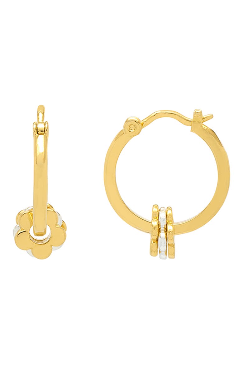 Multi Flower Beaded Hoop Earrings, Main, color, GOLD