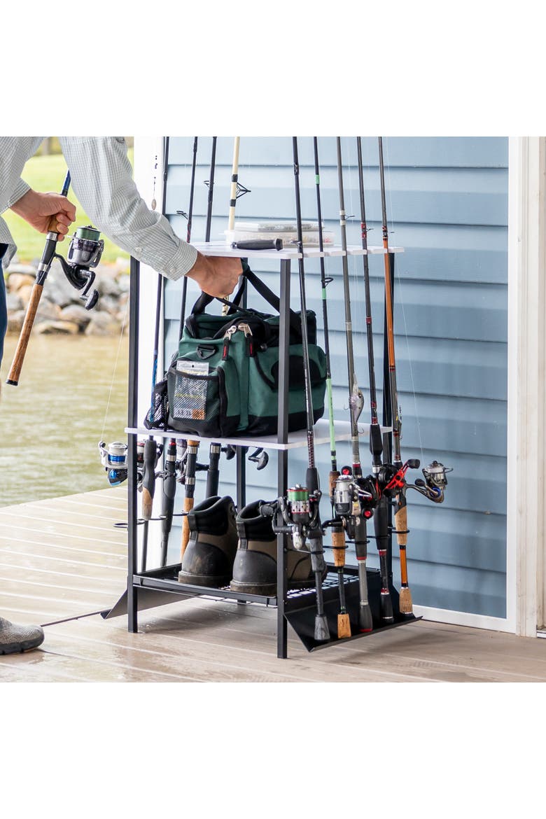 Tarpon Fishing Pole Stand - Holds up to 10 Rods, Alternate, color, White
