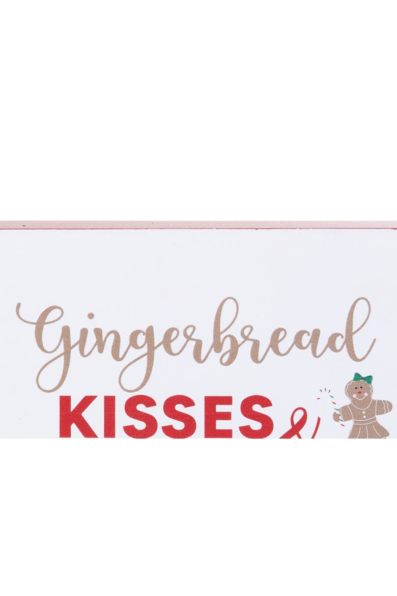 5" XMAS "Gingerbread Kisses & Christmas Wishes" Decorative Shelf Sitter Blocks, Alternate, color, Red