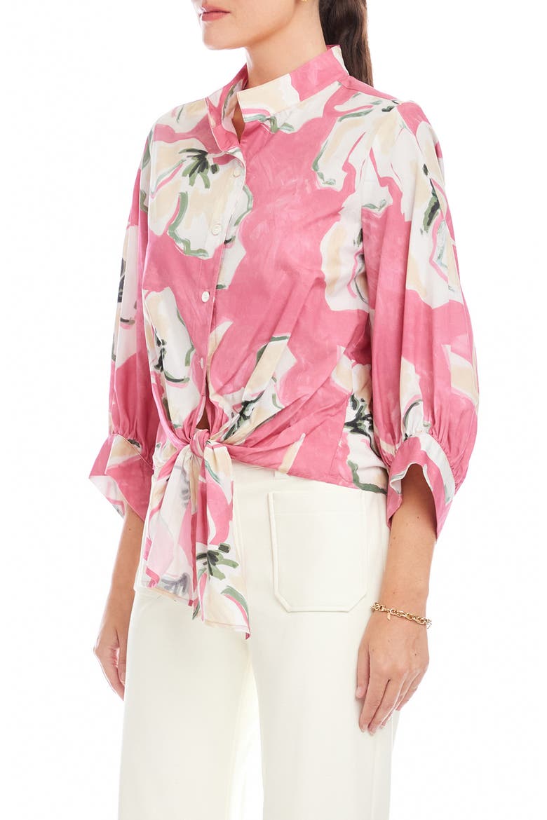 Sawyer Tie Front Top, Alternate, color, FLORAL PRINT